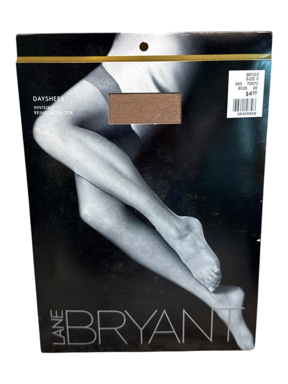 Vintage Lane Bryant Daysheer Pantyhose Beige Size E Invisible Reinforced Toe